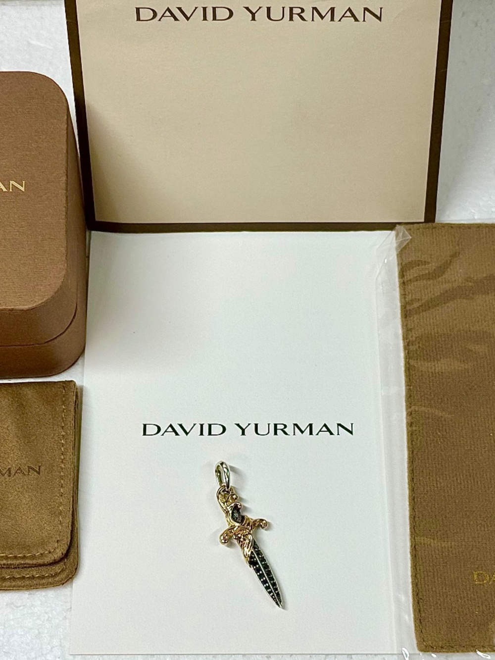 Authentic David Yurman Dagger 18k yellow gold and sterling silver pave diamonds